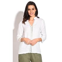 Top col tunisien dentelle blanc