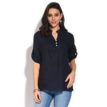 Top col tunisien boutons marine