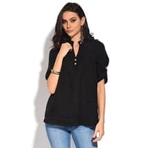 Top col tunisien boutons noir