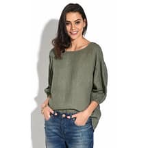 Top col rond ajoure kaki