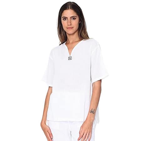 Tunique de massage col V mixte blanc