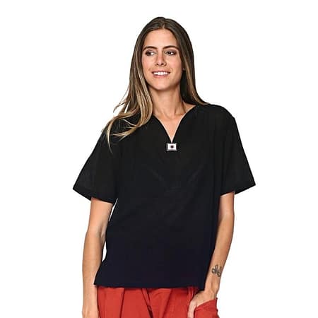 Tunique de massage col V mixte noir