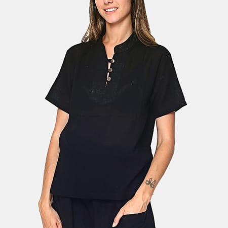 Tunique col mao noire