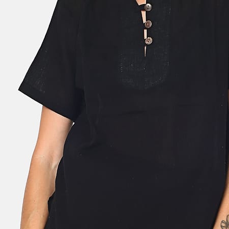 Tunique col mao noire Zoom