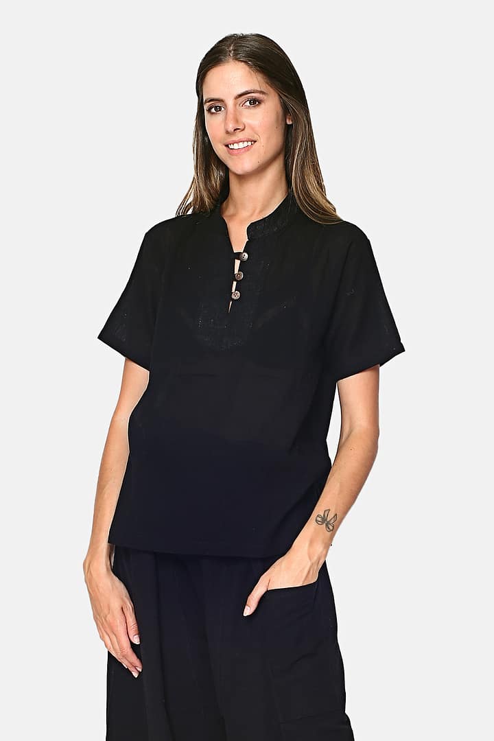 Tunique col mao noire